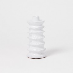 CANDLEHOLDER SPIRAL WHITE CERAMICS    - CANDLE HOLDERS, CANDLES